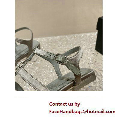 Chanel Satin, Metal  &  Strass Thong Sandals G40128 Gray 2023